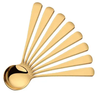 Edelstahl-Löffel-Set, 8 Stück, rund, gold, 16,3 cm