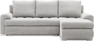 Produktbild von Ecksofa TOKIO VI PRO mit Schlaffunktion! Eckcouch mit Bettkasten! Stoff: POSO 055 Hellgrau (muster 1) Rechts