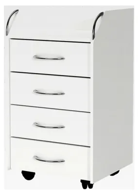 Produktbild von Rollcontainer Gwendolyn, Beistelltisch mit Rollen, Weiß, 40 x 36 cm, 4 Schubladen