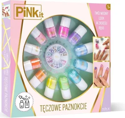 Image de Ongles roses arc-en-ciel