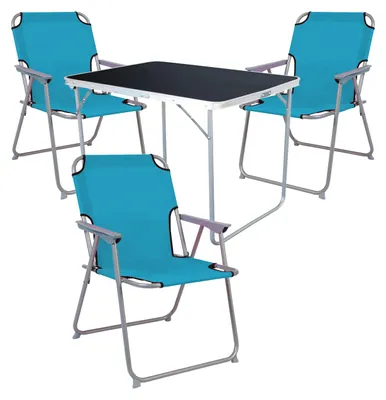 Image de set de camping 4 pièces table de camping + 3 chaises de camping chaise pliante