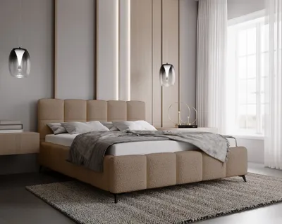 Obrázok produktu pre Čalúnená posteľ 140x200 Kastilo - dvojposteľ, spálňa - úložný priestor, čelo, bouclé béžová