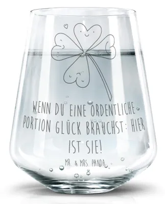 Produktbild von Mr. & Mrs. Panda Glas Blume Kleeblatt - Transparent - Geschenk, Becherglas, Trinkglas, Glücksbringer, Umzug, Glück, Tumbler, Neuanfang, Motivation, Garten, Trinkgefäß
