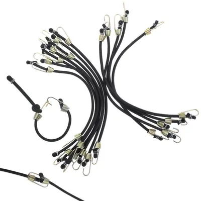 Produktbild von Spanngummi mit Haken 12 Stück 25cm Schwarz Expander Gepäckspanner Gummiseil Transport