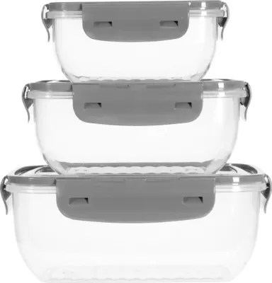 Produktbild von Lebensmittelbehälter-Set 3-teilig, grau