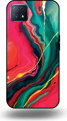 Zdjęcie produktu dla Etui na telefon Smartphonica pasujące do OPPO A53 5G / A72 5G / A73 5G z nadrukiem czerwono-zielonego marmuru - TPU Backcover Case Red Green Marble Design