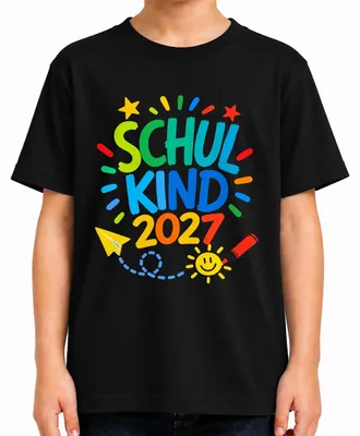 Produktbild von Schulkind 2027 Einschulung Schulanfang Erstklässler Grundschule Kinder T-Shirt, Schwarz, 104