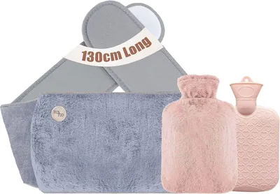 Productafbeelding van Warmwaterkruik, extra lange 130 cm warmwaterkruikriem met taillebedekking, warmwaterriem voor buik, rug, taille warm