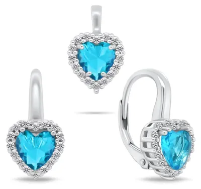 Produktbild von Silbernes Herz-Schmuckset mit Zirkonen SET273WLB ( Ohrringe, Anhä nger)