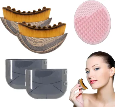 Produktbild von Lymphdrainage Gesichtsbürsten Set 3-teilig, 2 Trockenbürsten und 1 Silikonbürste, für Gesichtspflege