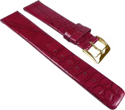 Produktbild von Ersatzband Uhrenarmband Leder Band Rot, glänzend mit Kroko Prägung, Stegbreite:18mm