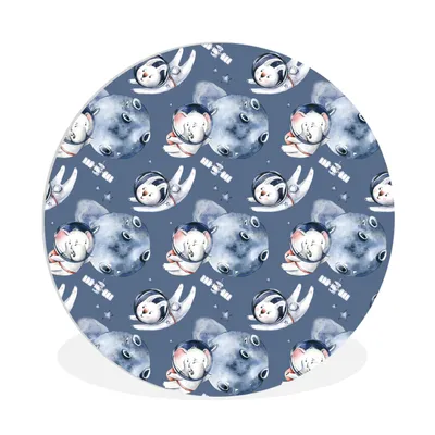 Produktbild von MuchoWow® Rundes Wandbild - Runde Bilder Muster - Tiere - Raumfahrt - Mädchen - Jungen - Kinder - Kinder Ø 90 cm Kreis Wanddekoration Kunststoff - Wandkreis - Wandschmuck - Wand-Kreis - Wohnzimmer - Bild - Runde - Wanddeko - Dibond - Kunstdrucke