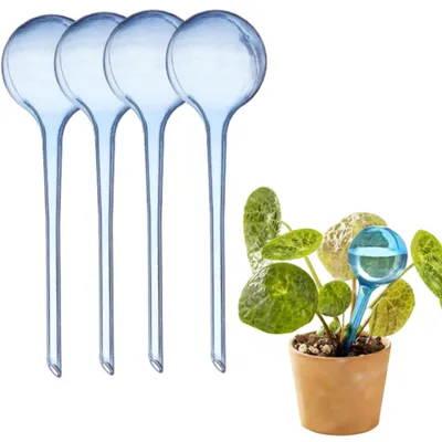 Productafbeelding van Watergiftbollen, set van 4 – Ø 8 cm, 27 cm lang, gecontroleerde waterafgifte tot 2 weken, geschikt voor potplanten en bloempotten, tuingereedschap – blauw