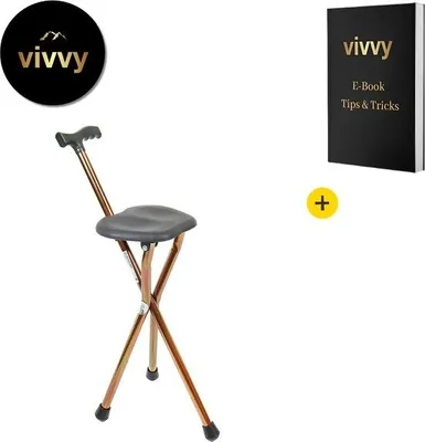 Produktbild von Famanu Gehstock mit Sitz - Faltbar - Leichtgewicht - 52 cm