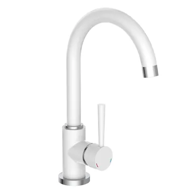 Produktbild von SCHÜTTE Küchenarmatur CORNWALL, Wasserhahn Küche mit Energiesparfunktion, 360° schwenkbare Mischbatterie Küche in Weiß/Chrom