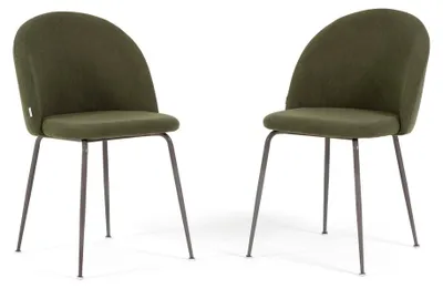 Immagine prodotto di Set di 2 sedie da pranzo imbottite in velluto a coste, gambe in metallo, design elegante per cucina, sala da pranzo, bar e ristoranti - SARA - Rosa chiaro/taupe