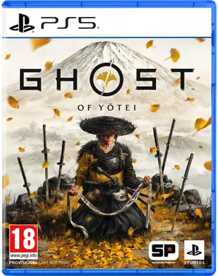 The image is the cover art for the video game 'Ghost of Yotei' on PlayStation 5.