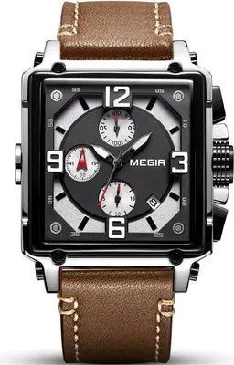 Zdjęcie produktu dla Zegarek MEGIR VI-38570 - Elegancki Męski Chronograf Brązowy/Czarny KP38570