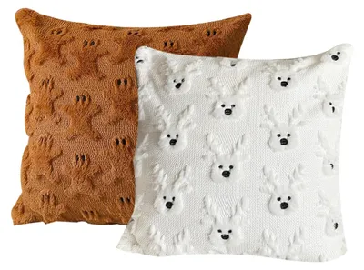 Weihnachtskissenbezug 2er Set 45x45 cm Elch Lebkuchenmann