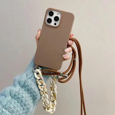 Productafbeelding van Telefoontas voor iPhone 14 Pro Max - Met verstelbare schouder- en polsband - Bruin