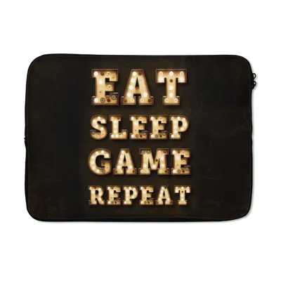 Produktbild von MuchoWow® Laptop Hülle 13 Zoll Spiele - Spiele - Zitate - Sprichwörter - Eat sleep game repeat Laptoptasche - Laptophülle - Sleeve - Rundumschutz