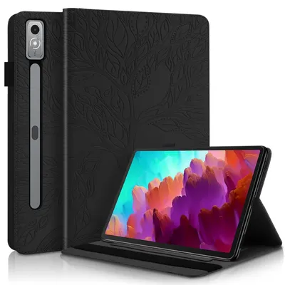 Immagine prodotto di Per Lenovo Tab P12 da 12,7 pollici Modello di albero Custodia protettiva in Pelle finta nero