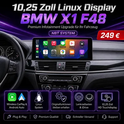Produktbild von 10,25 Zoll Linux Display BMW X1 F48 NBT CarPlay & Android Auto