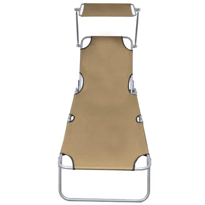 Produktbild von vidaXL Klappliege mit Sonnenschutz Stahl Taupe