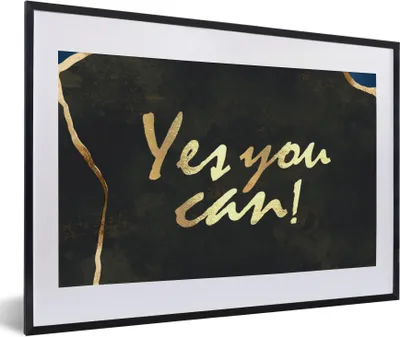 Produktbild von MuchoWow® Gerahmtes Poster Zitat - Motivation - Gold - Schwarz 60x40 cm - Poster mit Schwarzem Bilderrahmen Wandposter Rahmen Foto Bilder - Schlafzimmer - Plakat in Rahmen - Drucken