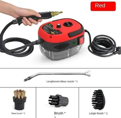 Zdjęcie produktu dla Przenośna myjka parowa - Ręczna - 2500 W - Para pod wysokim ciśnieniem - Wtyczka 220 V EU - Zbiornik >900 ml - >30 min. pary - 5-stopniowy termostat - Czarny