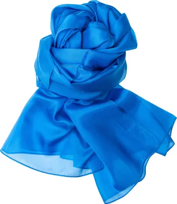 Produktbild von Seidenschal Halstuch Schal XXL blau brillantblau Seide 180x90cm