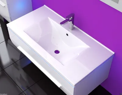 Produktbild von 5 Teilig Badmöbel Set 60  Weiss Led Hochglanz Badezimmermöbel WeißLED System