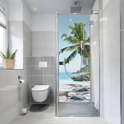 Produktbild von Duschrückwand-Folie mySpotti Fresh Seychellen 100 x 210 cm