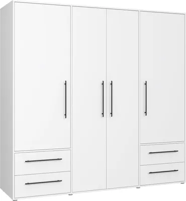 Produktbild von Forte Jupiter Schrank 200/210 3-türig mit 2 Schubladen Weiß 206x59x200cm