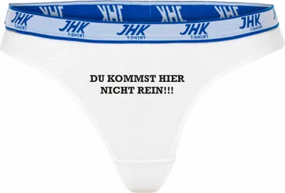 Produktbild von Damen Thong Slip - Boxer-0015-woman-white-h-M - weiß - M - hinten - Du kommst hier nicht rein - lustiges Motiv - Spruch - Unterwäsche - Unterhose - Freizeit - lustig