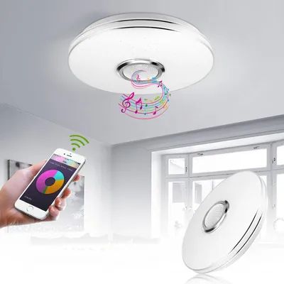 Produktbild von 60W Musik LED Deckenleuchte mit Bluetooth Lautsprecher, 50cm RGB Deckenlampe mit Fernbedienung und APP, für Schlafzimmer Wohnzimmer Badezimmer