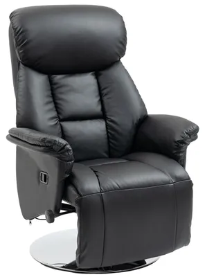 Productafbeelding van Relaxfauteuil, verstelbare rugleuning, lederlook, voetensteun, tot 150 kg, 78 x 80 x 109 cm, zwart