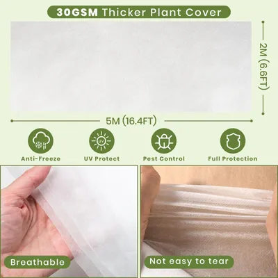 Zdjęcie produktu dla Włóknina ochronna przed mrozem - 2 x 5 m - 30 g/m² - Biała - Do ochrony roślin przed mrozem i wiatrem