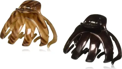 Produktbild von Scunci No-Slip Grip Octopus Clip, Schwarz und Schildpatt, 2 Stück (1er-Pack)