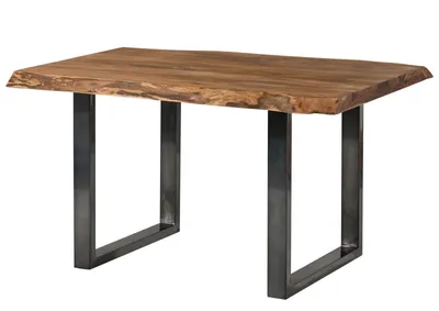 Image de MASSIVMOEBEL24 | Table à manger 160x90 en bois de Sheesham bois naturel pieds en U anthracite brillant FREEFORM 5
