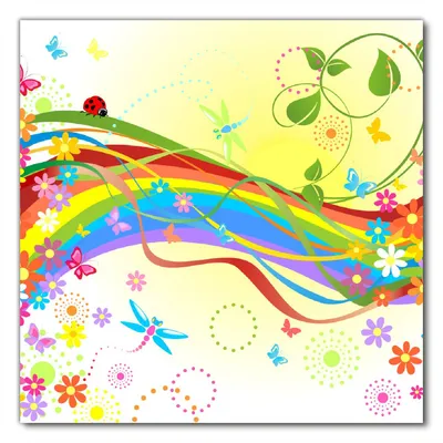 Produktbild von Wallario selbstklebende Möbelfolie/ Tischdecke für Innen und Außen, Größe: 80 x 80 cm - Regenbogen im Sommer - Bienchen und Blümchen