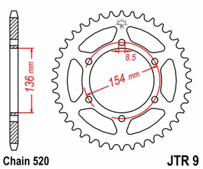 Obrázok produktu pre Reťazové koleso JT 47T 520 JTR9.47