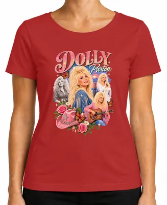 Produktbild von Dolly Parton Country Musik Sängerin Cowgirl Western Gitarre Retro Damen T-Shirt, Rot, S