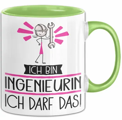 Produktbild von Geschenk für Ingenieurin Tasse Lustige Geschenkidee Geburtstag Ich Bin Ingenieurin Ich Darf Das (Grün)