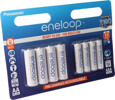 Zdjęcie produktu dla Panasonic eneloop Standard (ehem. Sanyo eneloop Standard) Kombipack inkl. 4x Mignon AA i 4x Micro AAA 1,2V Akkus im Blister