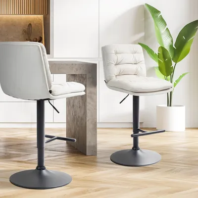 Produktbild von Barhocker HLO-CP247 Samt schwarz  creme