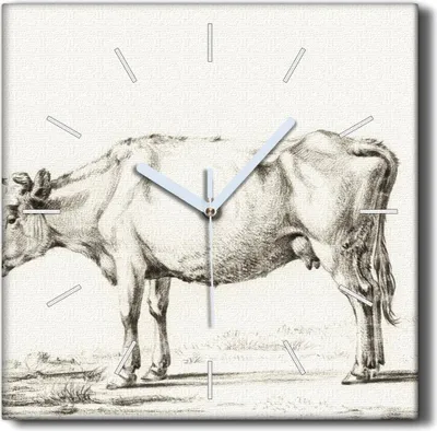 Produktbild von Coloray Hodiny Unikátní 30x30 cm  Tiché hodiny Pro obývací pokoj a kuchyň Nástěnné hodiny Plátno Černé ručičky hodin - Animal Cow Sketch