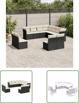 Produktbild von The Living Store 11-tlg. Garten-Sofagarnitur mit Kissen Schwarz Poly Rattan