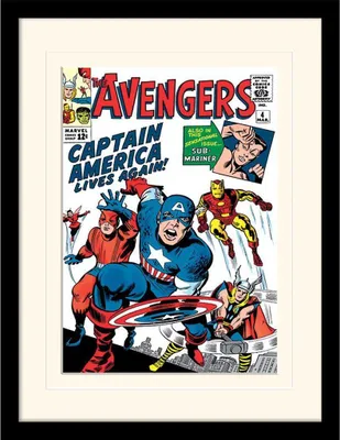Produktbild von Marvel Comics - bedruckt "Captain America Lives Again" PM10005 (40 cm x 30 cm) (Weiß/Bunt)