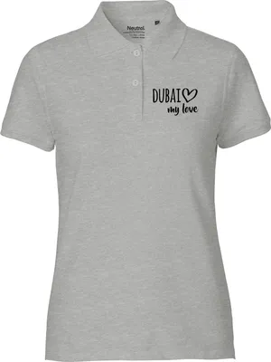 Produktbild von Huuraa Damen Polo Shirt Dubai my love L Sport Grey Bio Baumwolle Fairtrade Poloshirt Geschenkidee